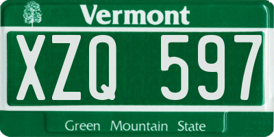 VT license plate XZQ597