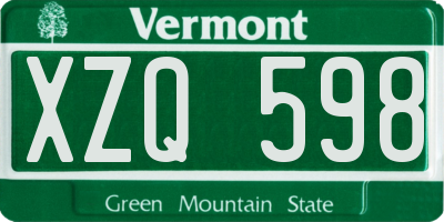 VT license plate XZQ598
