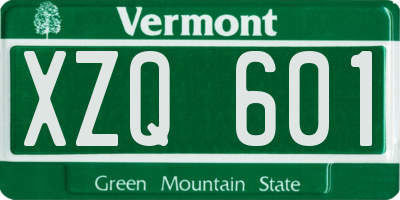 VT license plate XZQ601