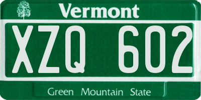 VT license plate XZQ602