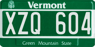 VT license plate XZQ604