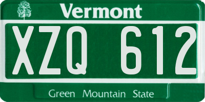 VT license plate XZQ612