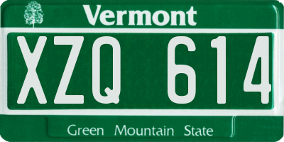 VT license plate XZQ614