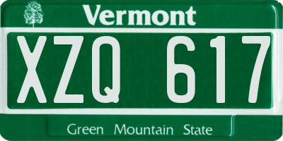 VT license plate XZQ617