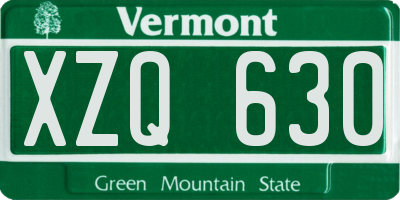 VT license plate XZQ630
