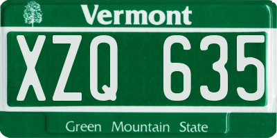 VT license plate XZQ635