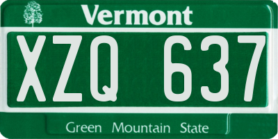 VT license plate XZQ637