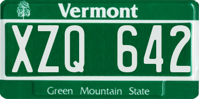 VT license plate XZQ642