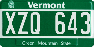 VT license plate XZQ643