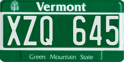 VT license plate XZQ645