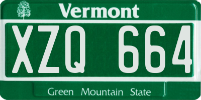 VT license plate XZQ664