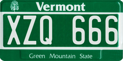 VT license plate XZQ666