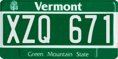 VT license plate XZQ671