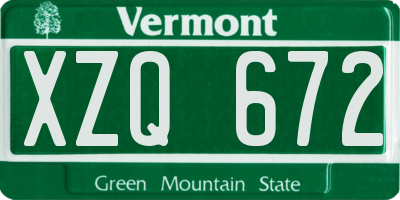 VT license plate XZQ672