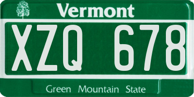 VT license plate XZQ678