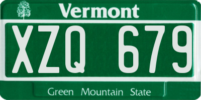 VT license plate XZQ679