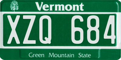 VT license plate XZQ684