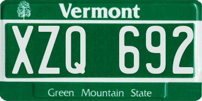VT license plate XZQ692
