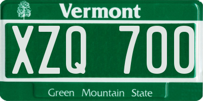 VT license plate XZQ700