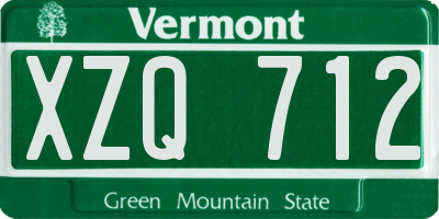 VT license plate XZQ712