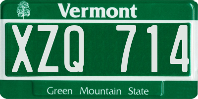 VT license plate XZQ714
