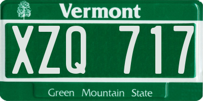 VT license plate XZQ717