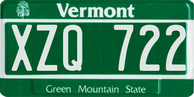 VT license plate XZQ722