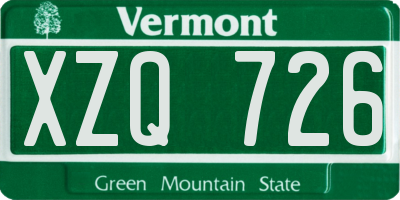 VT license plate XZQ726