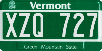 VT license plate XZQ727