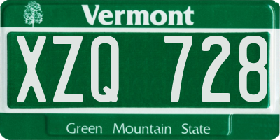 VT license plate XZQ728