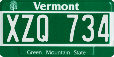 VT license plate XZQ734