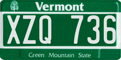 VT license plate XZQ736