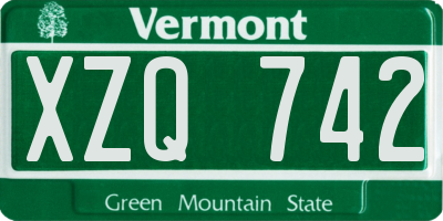 VT license plate XZQ742