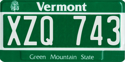 VT license plate XZQ743