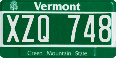 VT license plate XZQ748