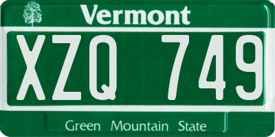 VT license plate XZQ749
