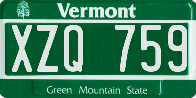 VT license plate XZQ759
