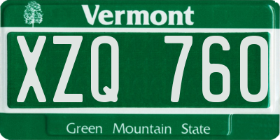 VT license plate XZQ760