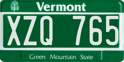 VT license plate XZQ765