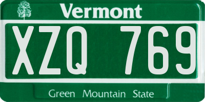 VT license plate XZQ769