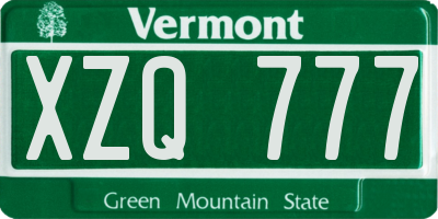 VT license plate XZQ777