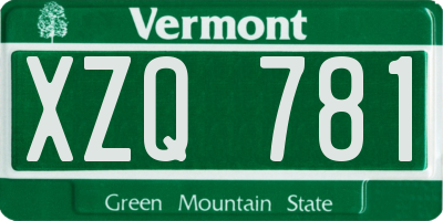VT license plate XZQ781