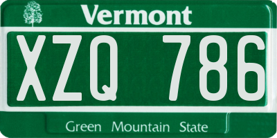 VT license plate XZQ786