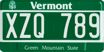 VT license plate XZQ789
