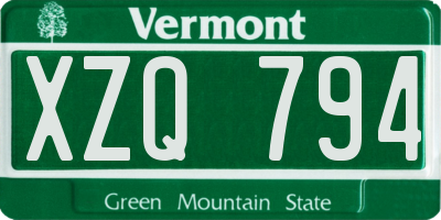 VT license plate XZQ794