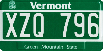 VT license plate XZQ796