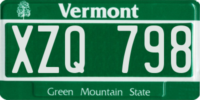 VT license plate XZQ798