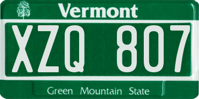 VT license plate XZQ807