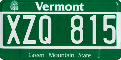 VT license plate XZQ815