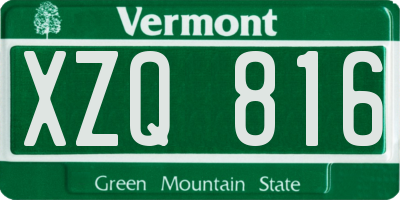 VT license plate XZQ816